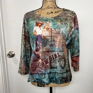 Villarreal “Cowgirl” blouse, size Large.